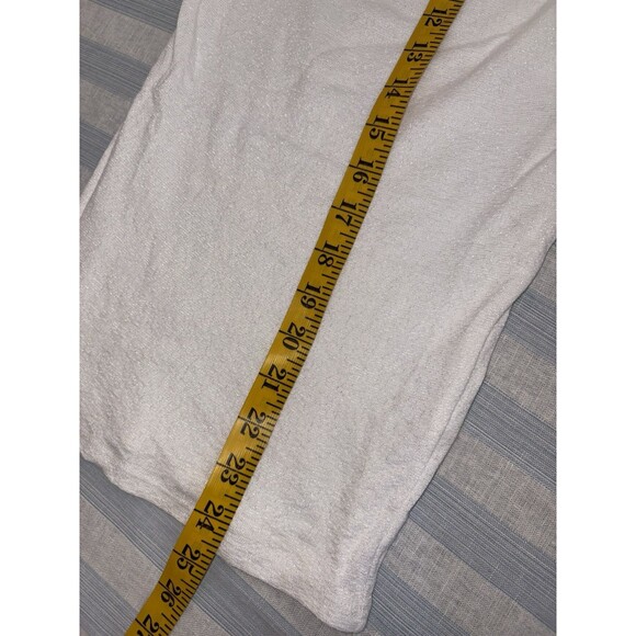 Y2K Michael Stars Drape Neck Shirt Blouse Women's One Size Shine White Stretch - Picture 7 of 8